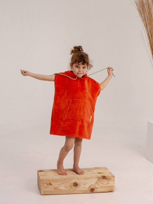 Orange Mermaid Kids Poncho